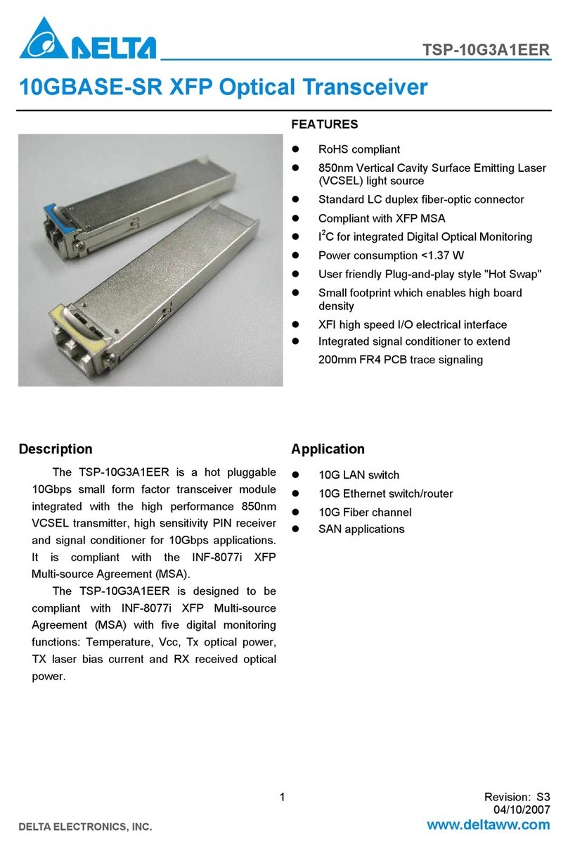 Delta 10GBASE-SR XFP Optical Transceiver... User manual