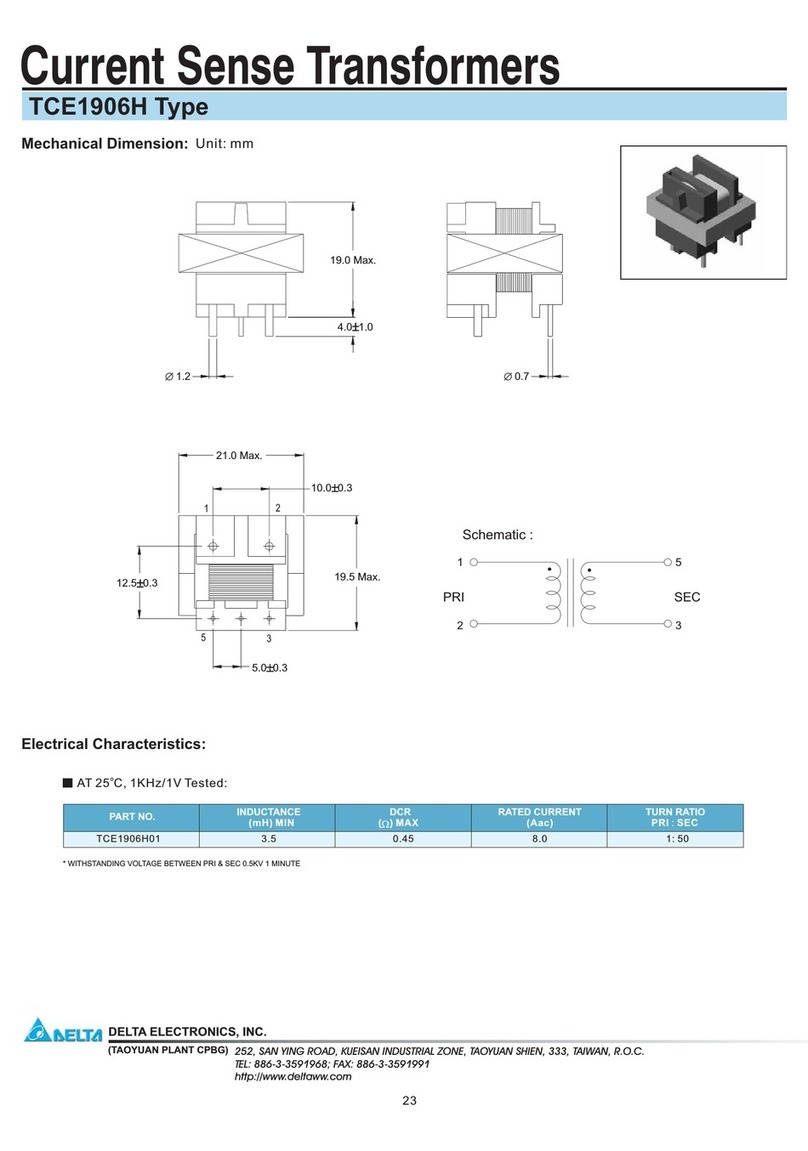 Delta Electronics Current Sense Transformers TCE1906H specification