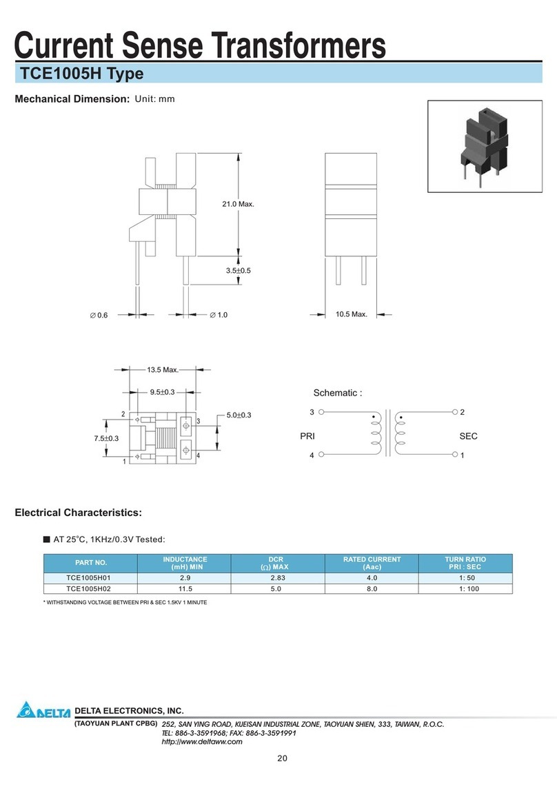 Delta Electronics Current Sense Transformers TCE1005H specification Delta Electronics Current Sense Transformers TCE1005H specification