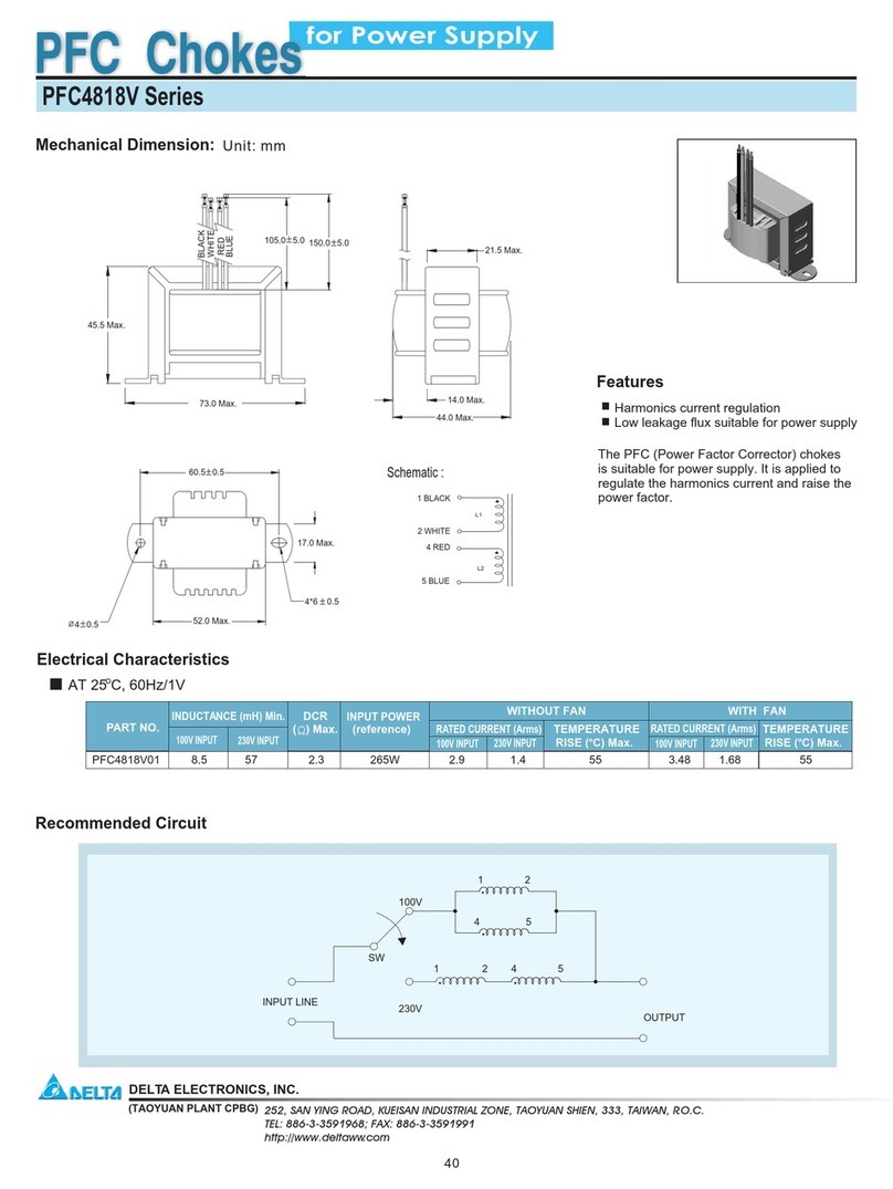 Delta Electronics PFC Chokes PFC4818V Series User manual