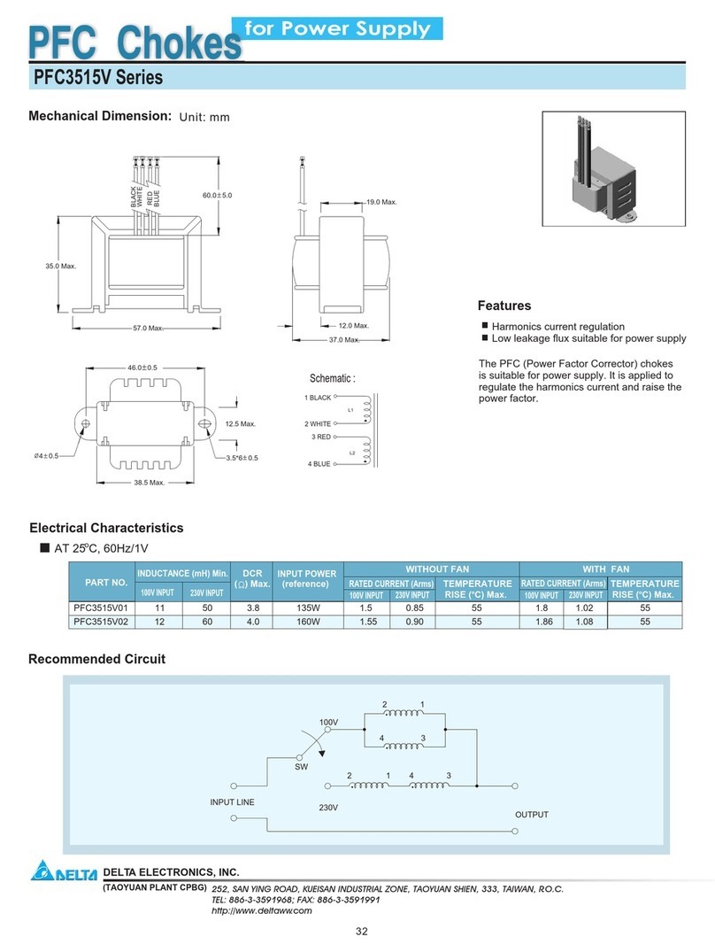 Delta Electronics PFC Chokes PFC3515V Series User manual