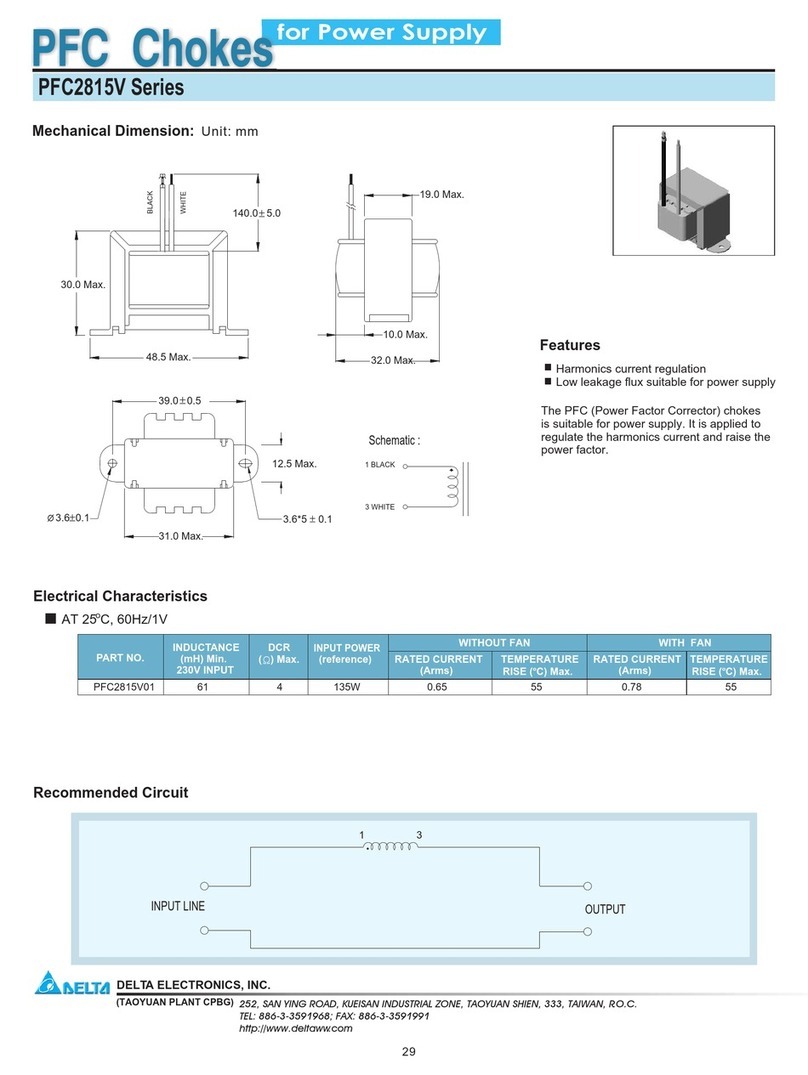 Delta Electronics PFC Chokes PFC2815V Series User manual