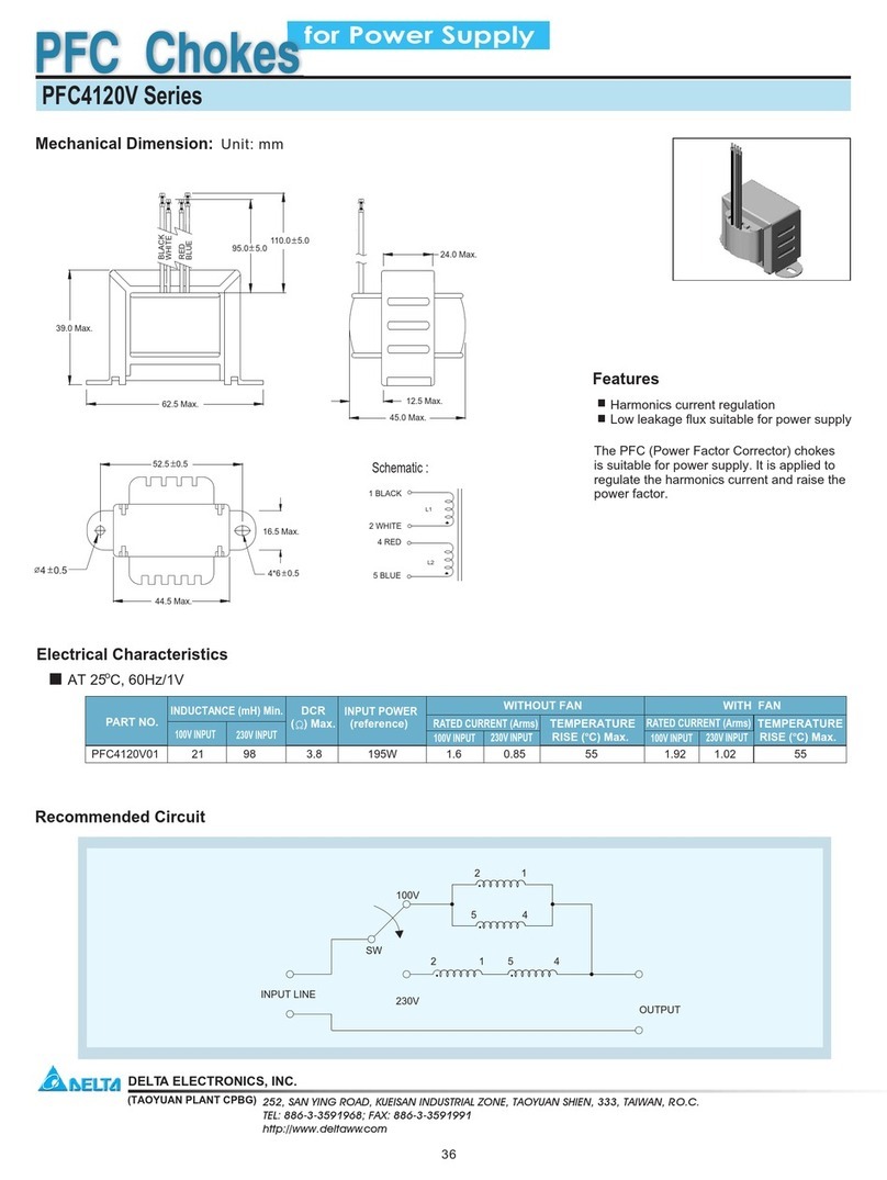 Delta Electronics PFC Chokes PFC4120V Series User manual