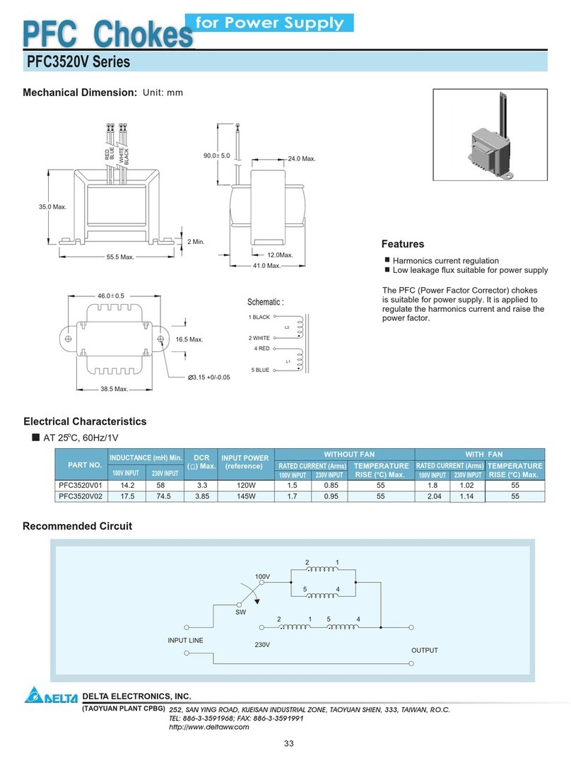 Delta Electronics PFC Choke PFC3520V Series Specification sheet
