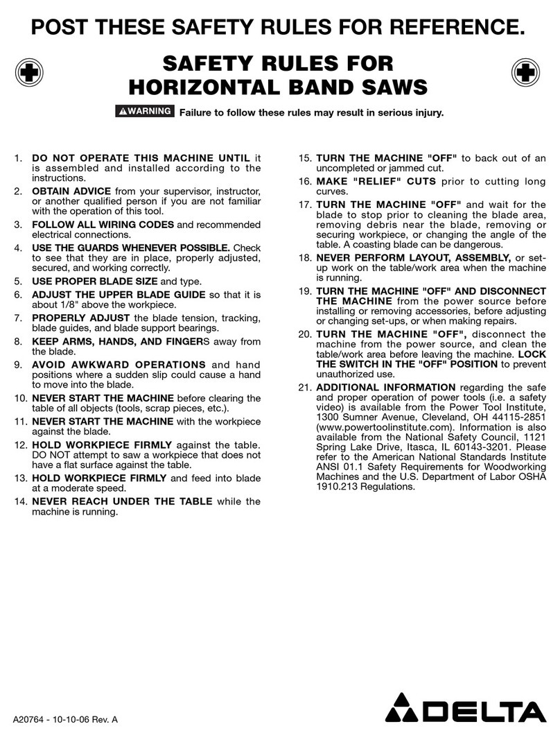 Delta Horizontal Band Saw User guide Delta Horizontal Band Saw User guide