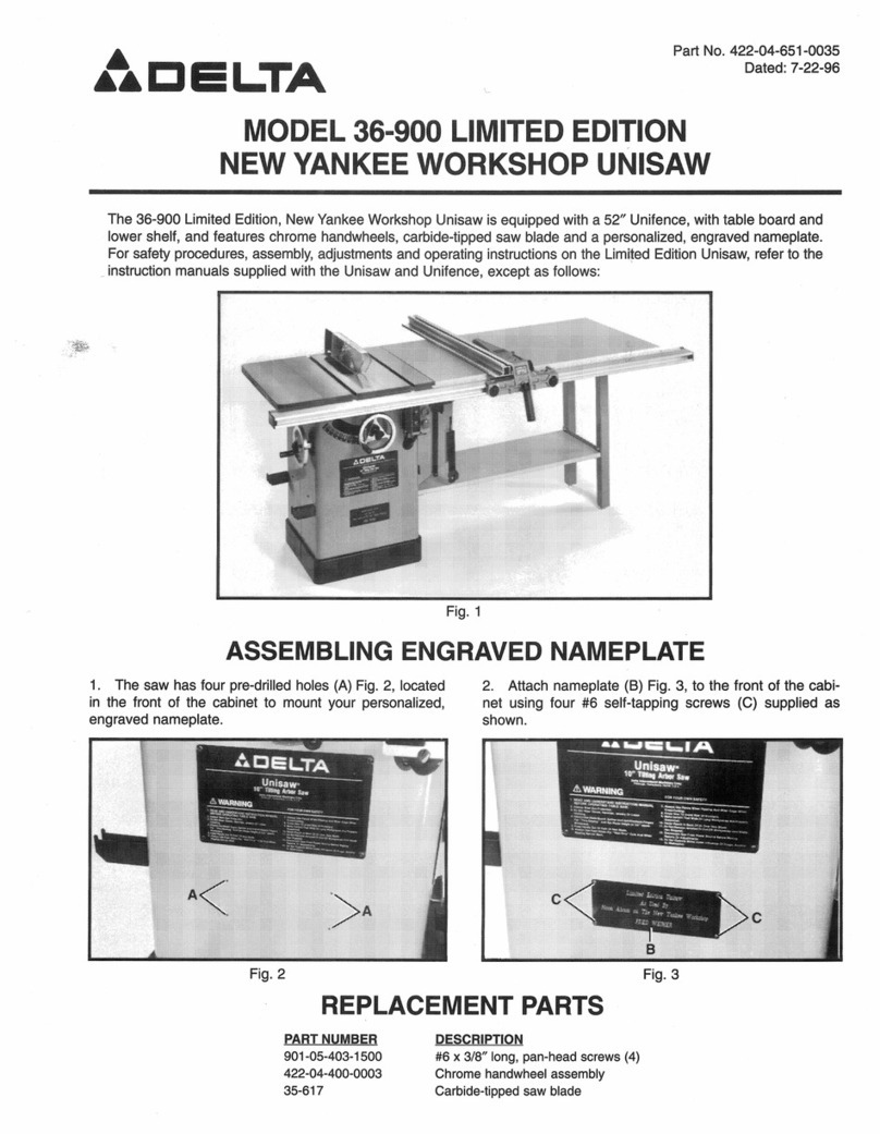 Delta Unisaw 36-900 User manual Delta Unisaw 36-900 User manual