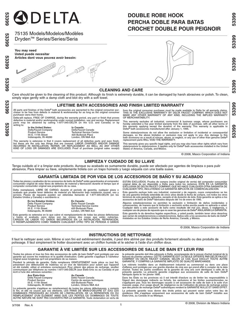 Delta Dryden 75135 Specification sheet