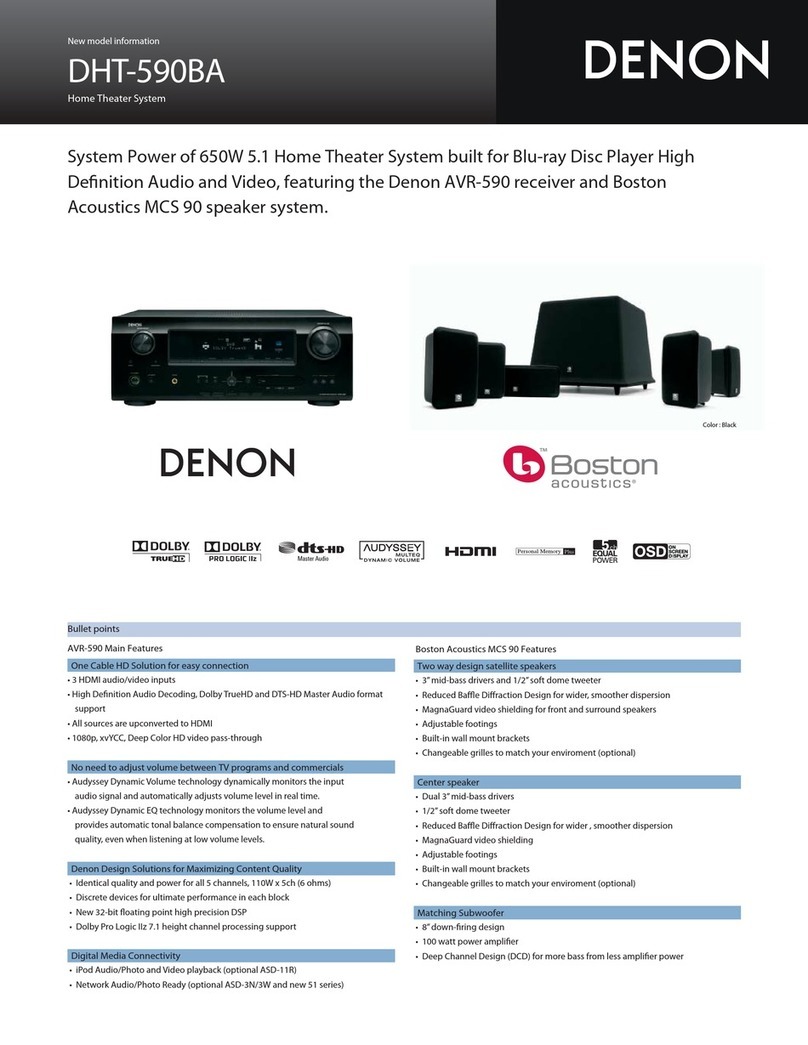 Denon DHT590BA - DHT Home Theater System User manual Denon DHT590BA - DHT Home Theater System User manual