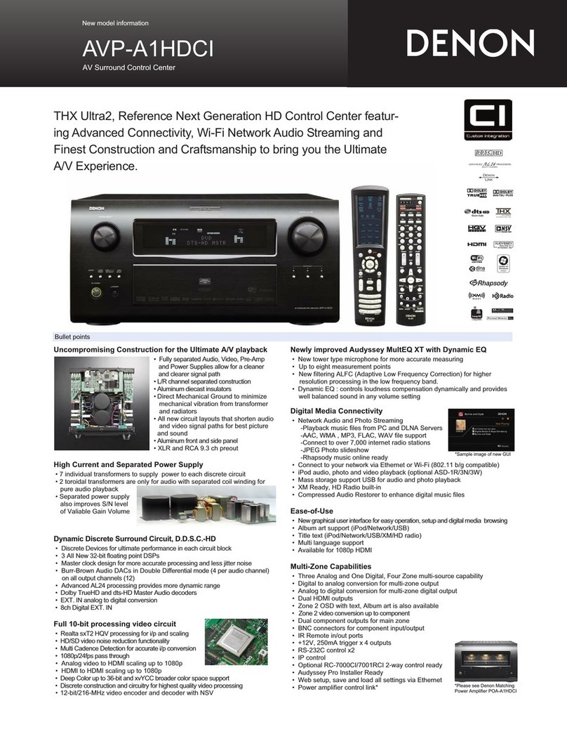 Denon AVP-A1HDCI - Ultra Reference A/V Network Streaming... User manual