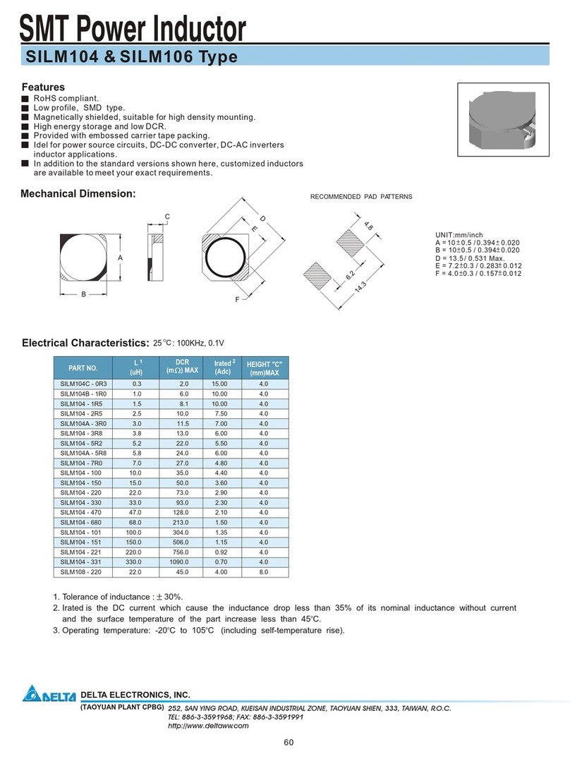 Delta Electronics SMT Power Inductor SILM104 User manual Delta Electronics SMT Power Inductor SILM104 User manual