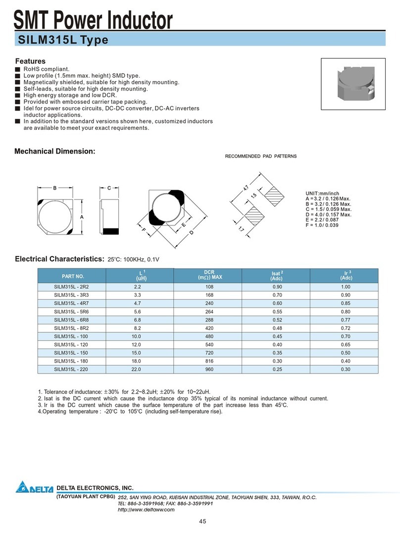 Delta Electronics SMT Power Inductor SILM315L User manual