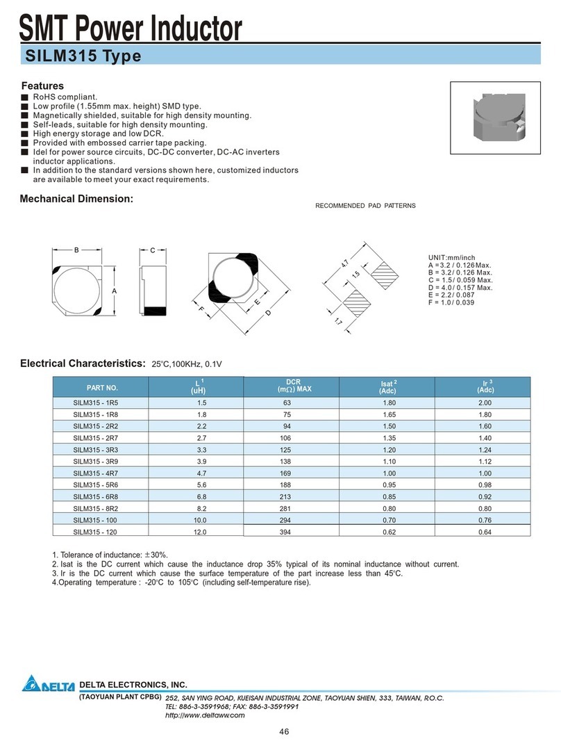 Delta Electronics SMT Power Inductor SILM315 User manual