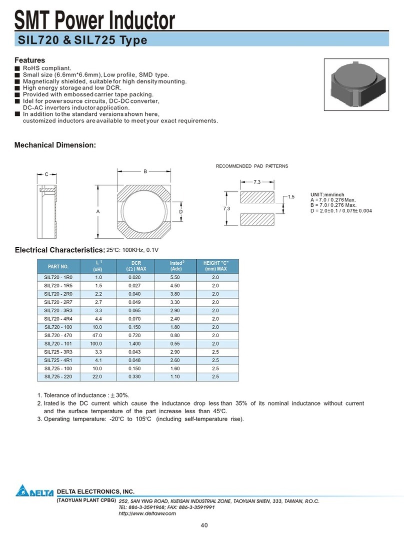Delta Electronics SMT Power Inductor SIL720 User manual Delta Electronics SMT Power Inductor SIL720 User manual