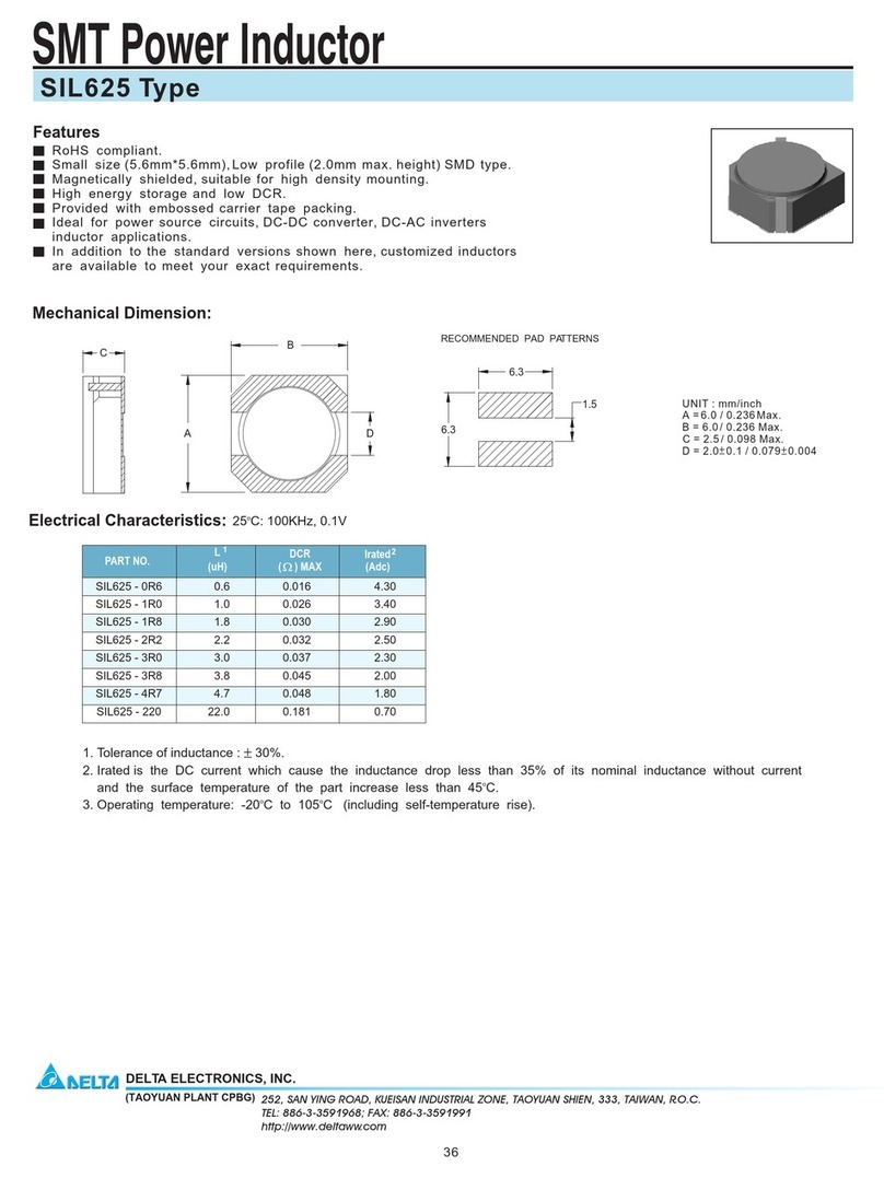 Delta Electronics SMT Power Inductor SIL625 User manual