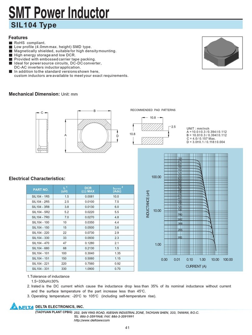 Delta Electronics SMT Power Inductor SIL104 User manual Delta Electronics SMT Power Inductor SIL104 User manual