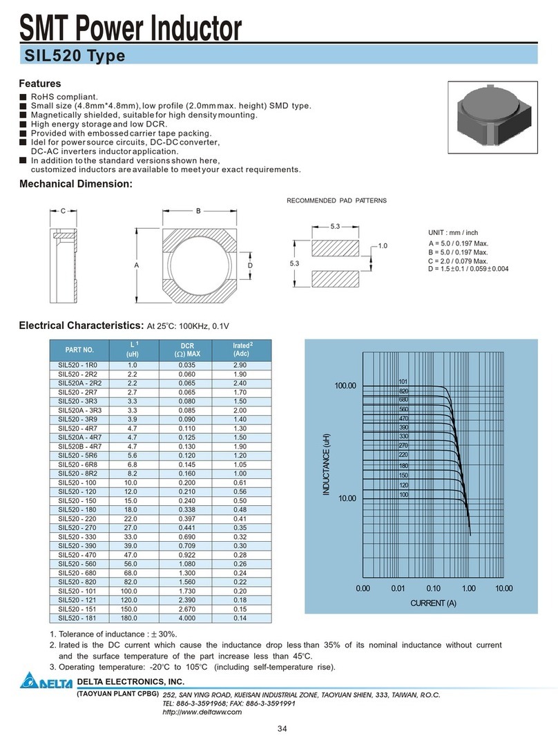 Delta Electronics SMT Power Inductor SIL520 User manual Delta Electronics SMT Power Inductor SIL520 User manual