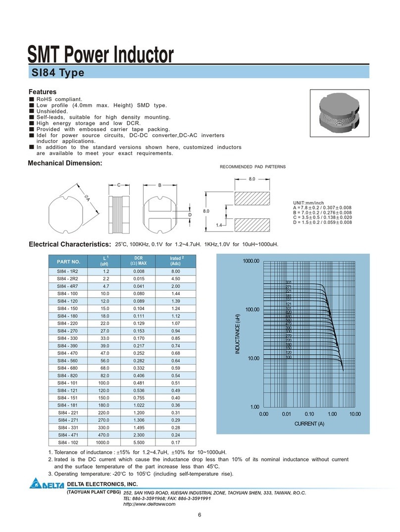 Delta Electronics SMT Power Inductor SI84 User manual Delta Electronics SMT Power Inductor SI84 User manual