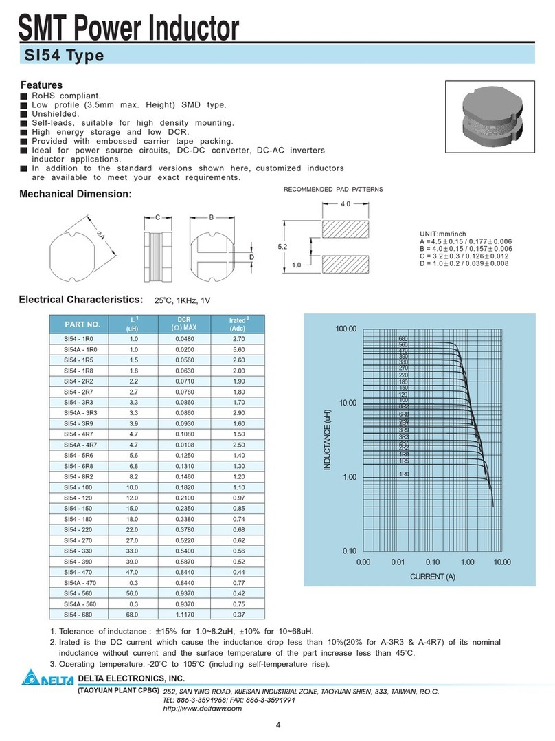Delta Electronics SMT Power Inductor SI54 User manual