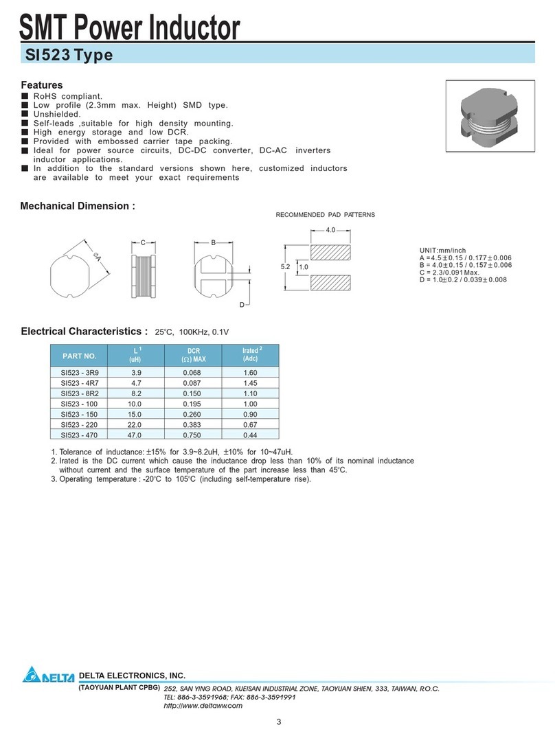 Delta Electronics SMT Power Inductor S 523 Specifications Delta Electronics SMT Power Inductor S 523 Specifications