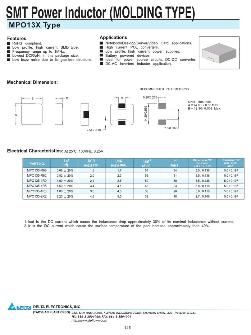Delta Electronics SMT Power Inductor MPO13X Product specifications