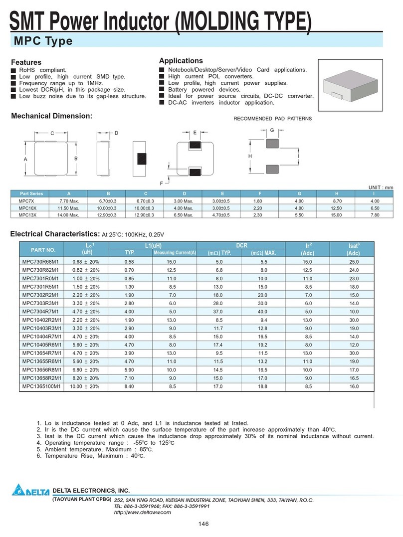Delta Electronics SMT Power Inductor MPC Installation instructions
