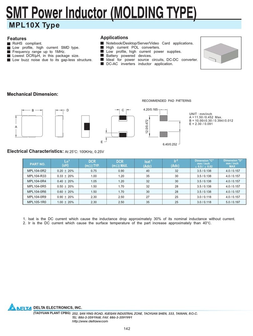 Delta Electronics SMT Power Inductor MPL10X User manual