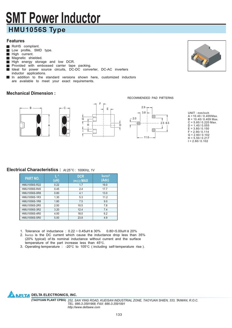Delta Electronics SMT Power Inductor HMU1056S User manual