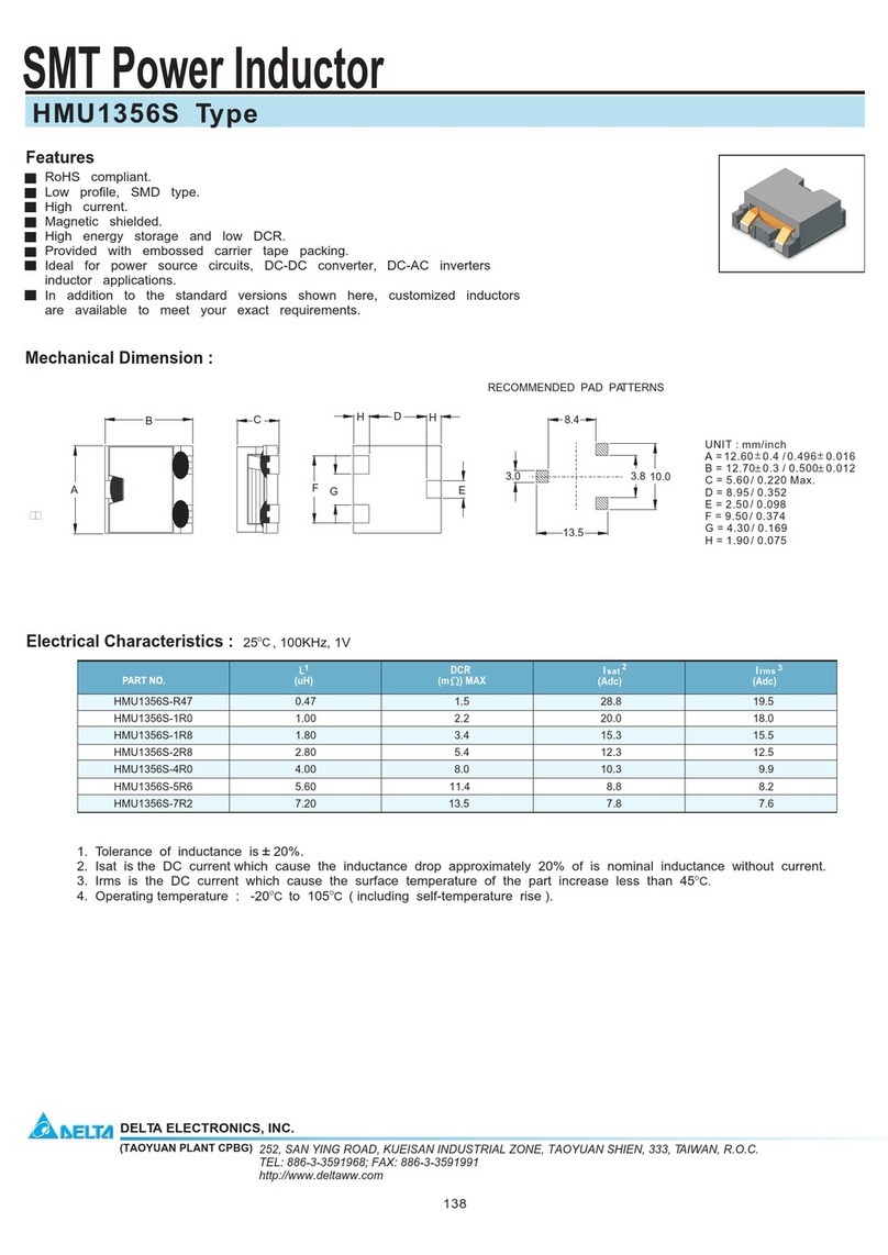 Delta Electronics SMT Power Inductor HMU1356S User manual Delta Electronics SMT Power Inductor HMU1356S User manual