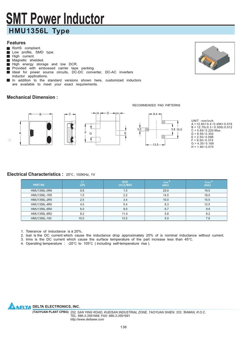 Delta Electronics SMT Power Inductor HMU1356L User manual