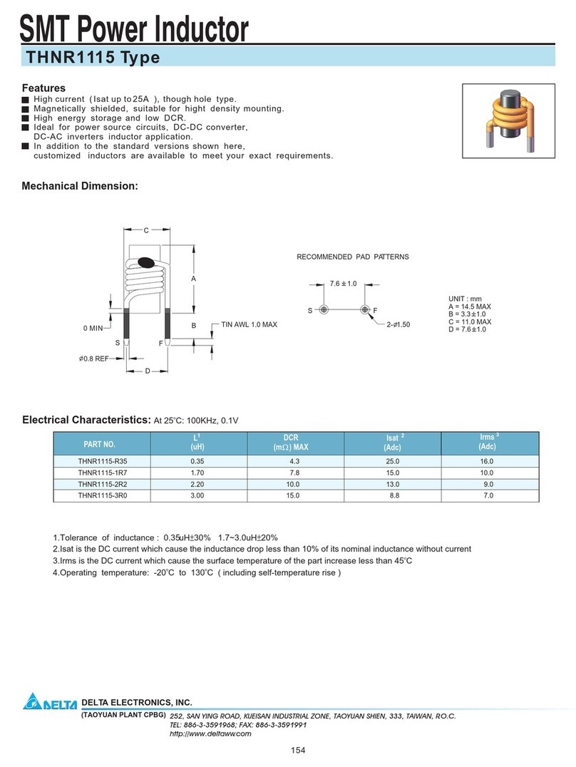 Delta Electronics SMT Power Inductor THNR1115 User manual Delta Electronics SMT Power Inductor THNR1115 User manual