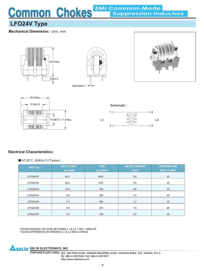 Delta Electronics Suppression Inductors LFO24V User manual
