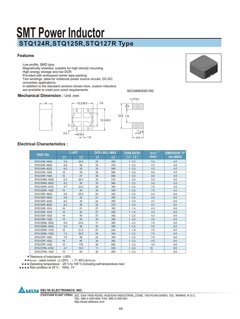Delta Electronics SMT Power Inductor STQ127 Product specifications Delta Electronics SMT Power Inductor STQ127 Product specifications