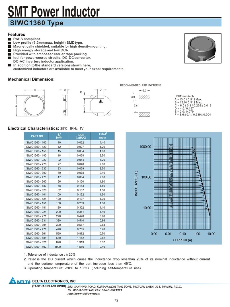 Delta Electronics SMT Power Inductor SIWC1360 Product specifications