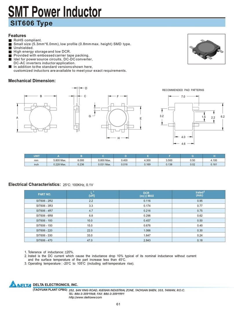 Delta Electronics SMT Power Inductor SIT606 User manual Delta Electronics SMT Power Inductor SIT606 User manual