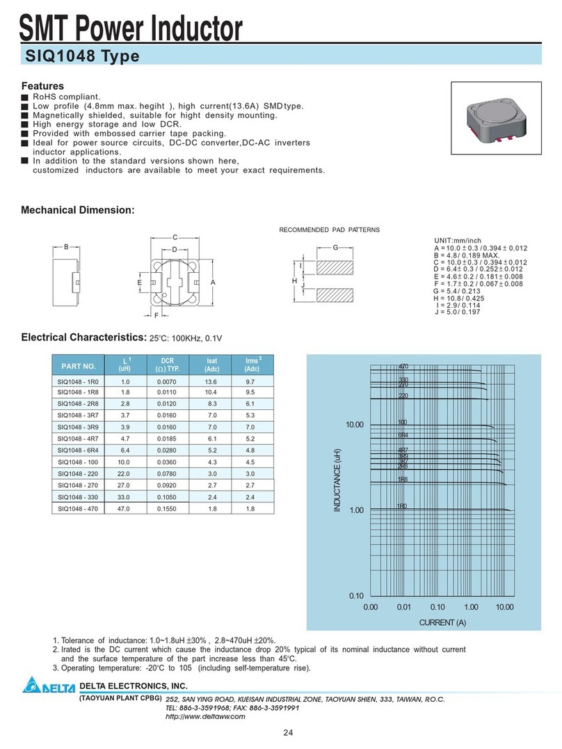 Delta Electronics SMT Power Inductor SIQ1048 Series User manual