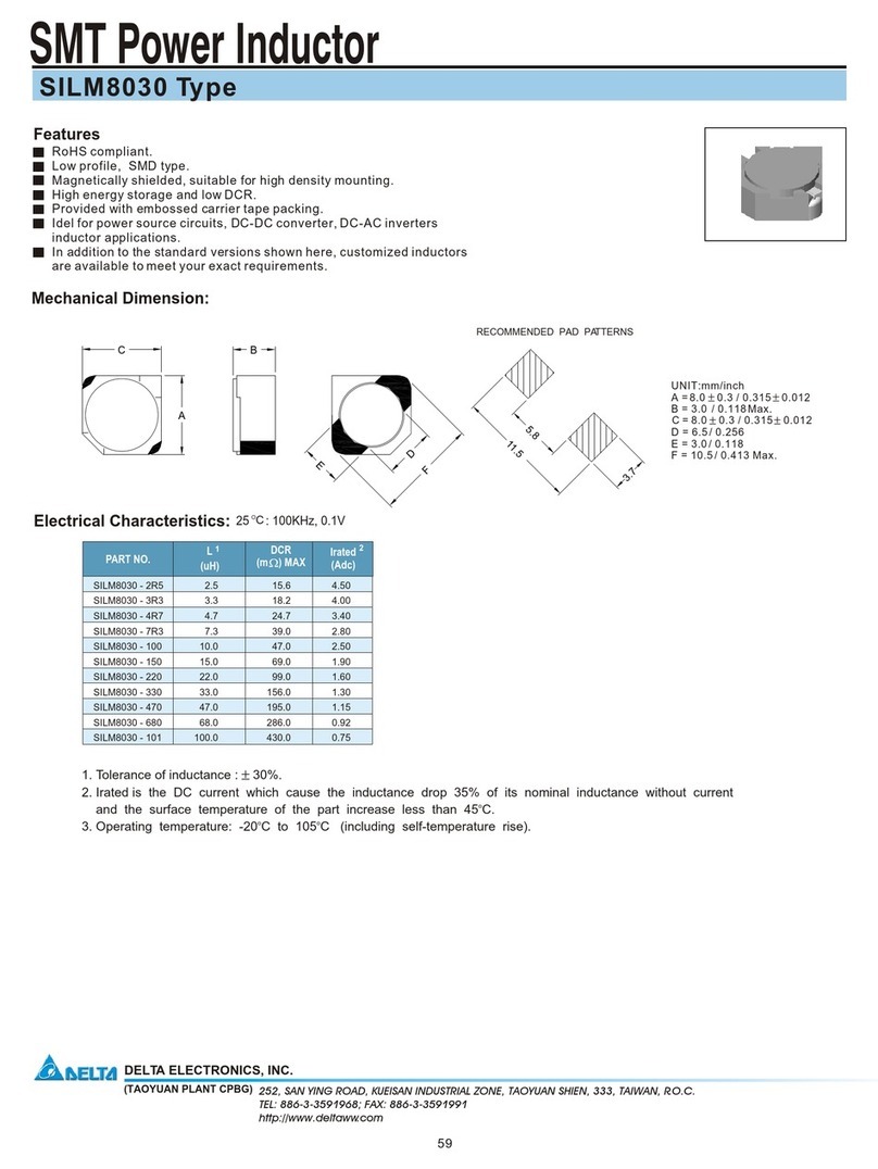 Delta Electronics SMT Power Inductor SILM8030 User manual