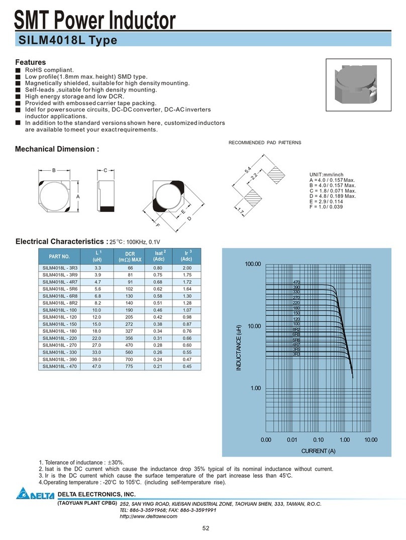 Delta Electronics SMT Power Inductor SILM4018L User manual Delta Electronics SMT Power Inductor SILM4018L User manual