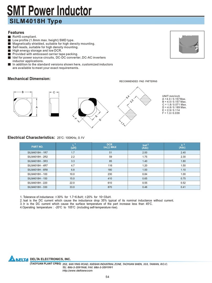 Delta Electronics SMT Power Inductor SILM4018H User manual Delta Electronics SMT Power Inductor SILM4018H User manual