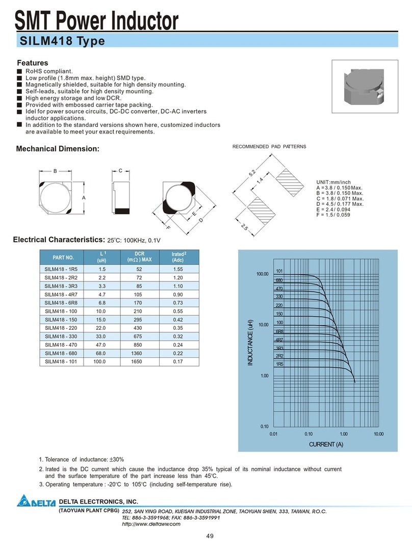 Delta Electronics SMT Power Inductor SILM418 User manual