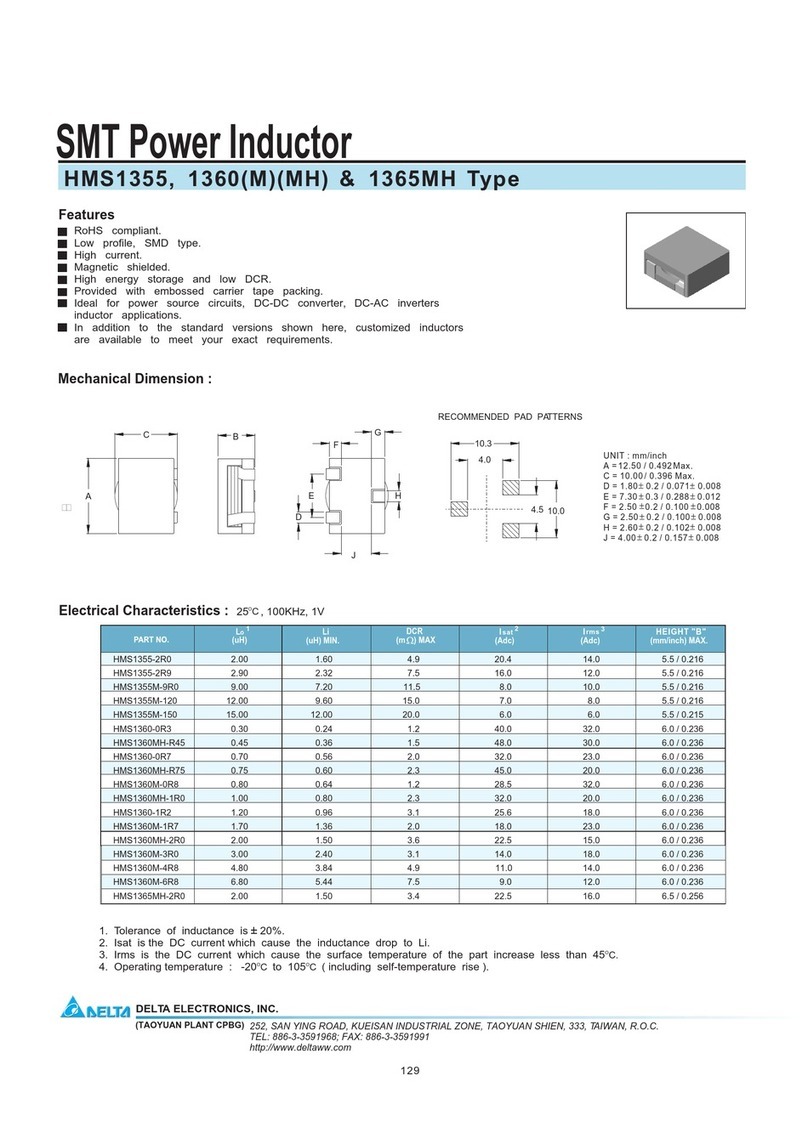 Delta Electronics SMT Power Inductor HMS1355 User manual Delta Electronics SMT Power Inductor HMS1355 User manual
