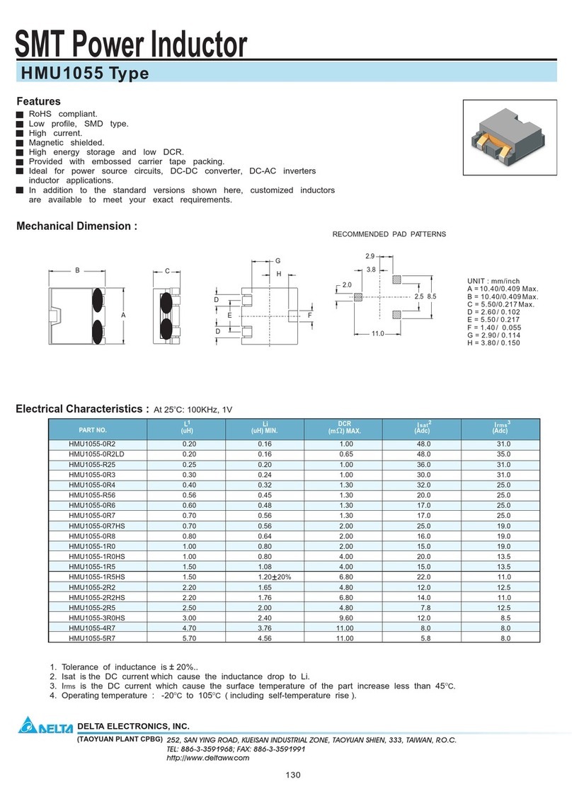 Delta Electronics SMT Power Inductor HMU1055 Installation instructions Delta Electronics SMT Power Inductor HMU1055 Installation instructions
