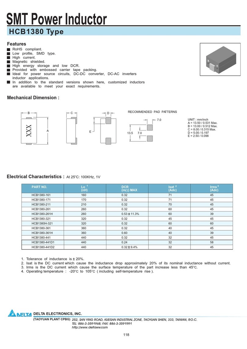 Delta Electronics SMT Power Inductor HCB1380 Installation instructions