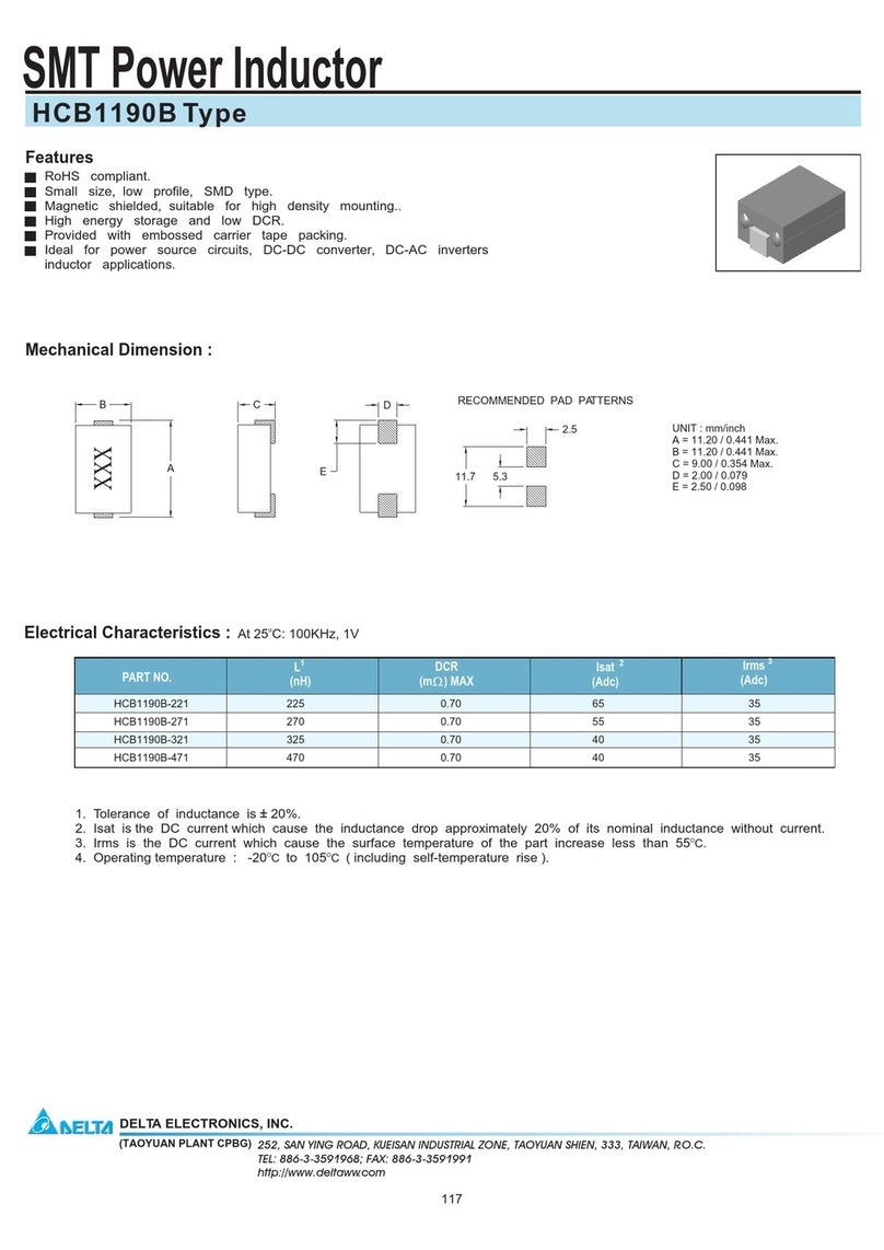 Delta Electronics SMT Power Inductor HCB1190B User manual Delta Electronics SMT Power Inductor HCB1190B User manual