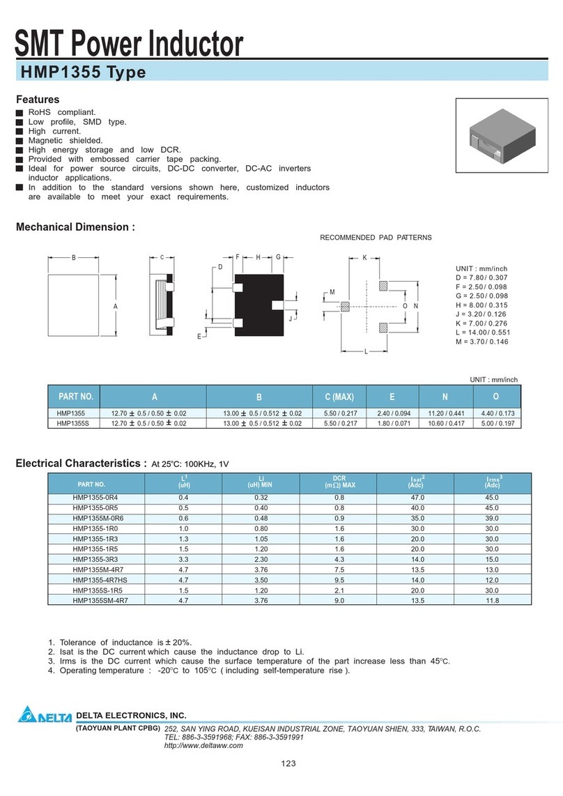 Delta Electronics SMT Power Inductor HMP1355 User manual Delta Electronics SMT Power Inductor HMP1355 User manual