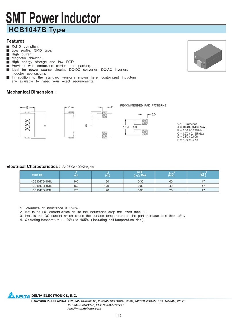 Delta Electronics SMT Power Inductor HCB1047B User manual Delta Electronics SMT Power Inductor HCB1047B User manual