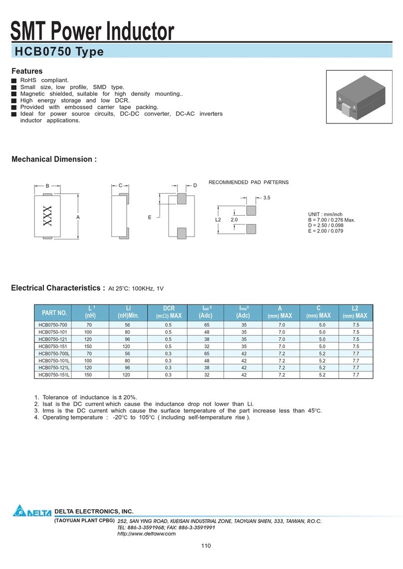 Delta Electronics SMT Power Inductor HCB0750 User manual Delta Electronics SMT Power Inductor HCB0750 User manual