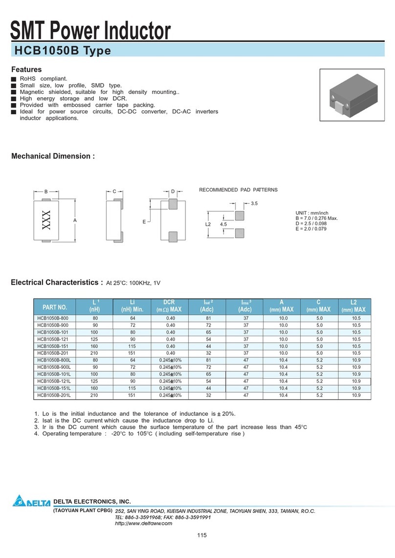 Delta Electronics SMT Power Inductor HCB1050B Installation instructions