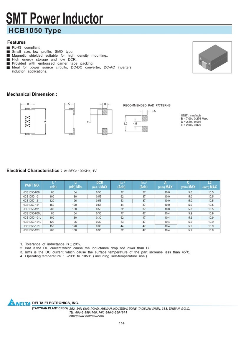 Delta Electronics SMT Power Inductor HCB1050 Installation instructions