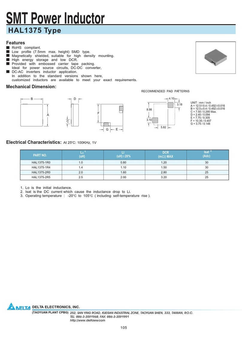 Delta Electronics SMT Power Inductor HAL1375 Installation instructions