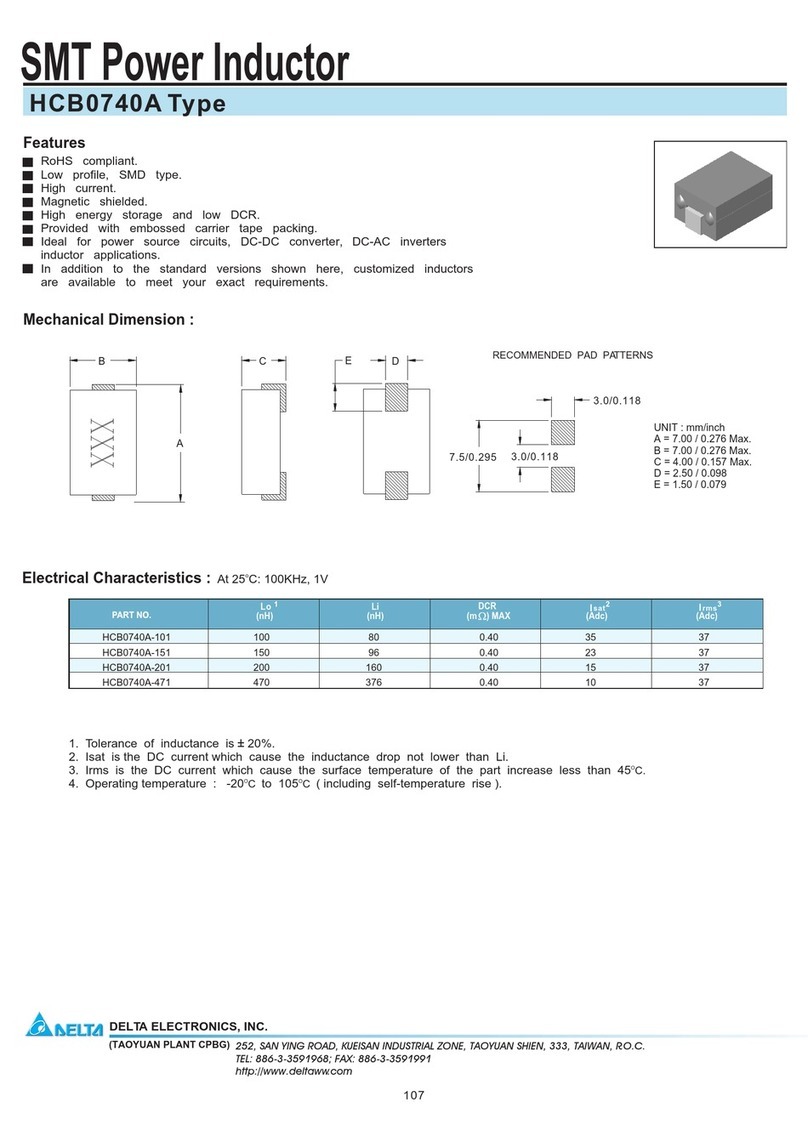 Delta Electronics SMT Power Inductor HCB0740A User manual